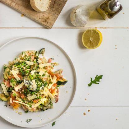 Zalm-courgette risotto